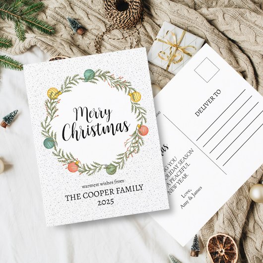 メリークリスマスフェスティバルリースホリデーハガキ シーズンポストカード