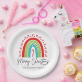 メリークリスマスフェスティバルレインボーキャンディーケーンハート ペーパープレート (パーティー)