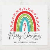 メリークリスマスフェスティバルレインボーキャンディーケーンハート リキュールボトルラベル (シングルラベル)