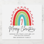 メリークリスマスフェスティバルレインボーキャンディーケーンハートC スパークリングワインラベル (シングルラベル)