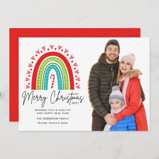 メリークリスマスフェスティバルレインボーキャンディーケーン写真 (正面/裏面)