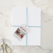 メリークリスマスフェスティバルレタリング家族写真 ギフトタグ (より糸付き)