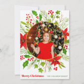 メリークリスマスフェスティバルレッドポインセチア子供たち写真 シーズンカード (正面)