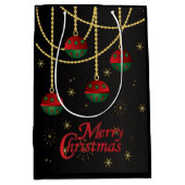メリークリスマスフェスティバルレッド&グリーンオーナメント ミディアムペーパーバッグ (正面)
