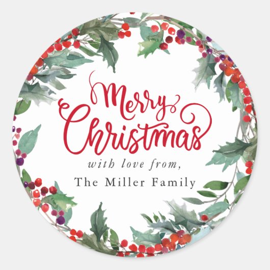 メリークリスマスフェスティバル冬フローラ ラウンドシール (正面)