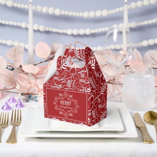 メリークリスマスフェスティバル紅葉レッドヴィンテージデコ フェイバーボックス (ウェディング)