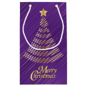 メリークリスマスフェスティバル紫と金ゴールドツリー スモールペーパーバッグ (裏面)