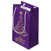 メリークリスマスフェスティバル紫と金ゴールドツリー スモールペーパーバッグ (裏面アングル)