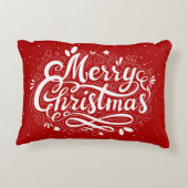 メリークリスマスフェスティバル赤と白ホリデー アクセントクッション (裏面)