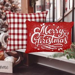 メリークリスマスフェスティバル赤と白ホリデー アクセントクッション