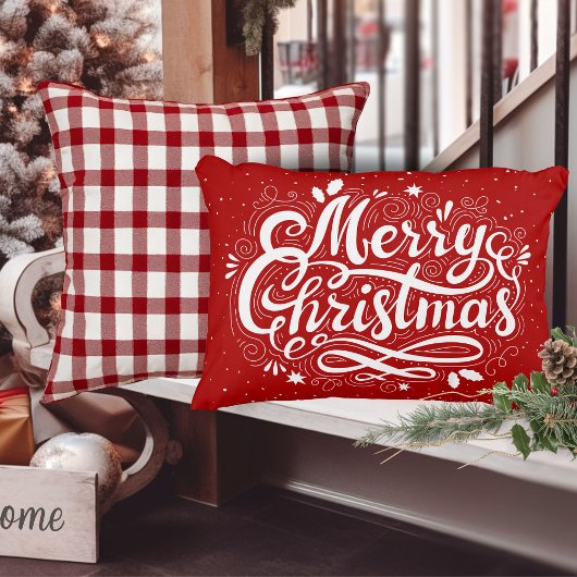 メリークリスマスフェスティバル赤と白ホリデー アクセントクッション
