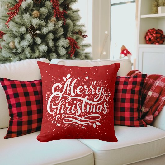 メリークリスマスフェスティバル赤と白ホリデー クッション