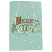 メリークリスマスフェスティバル類型デザイン ミディアムペーパーバッグ (正面)