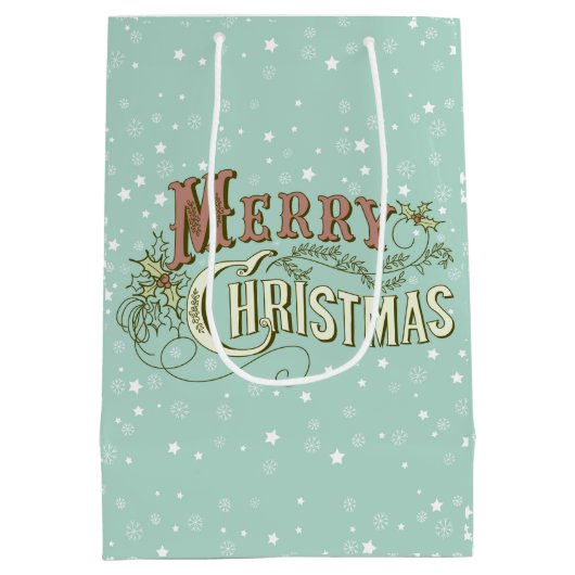 メリークリスマスフェスティバル類型デザイン ミディアムペーパーバッグ (裏面)