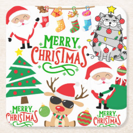 メリークリスマスフェスティバル スクエアペーパーコースター