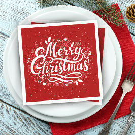 メリークリスマスフェスティバル 赤と白 スタンダードカクテルナプキン