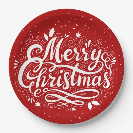メリークリスマスフェスティバル 赤と白 ペーパープレート (正面)