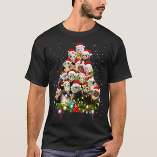 メリークリスマスフェレットクリスマスオーナメントツリーサン Tシャツ
