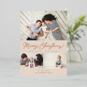 メリークリスマスフォイルスクリプト3コラージュ数々の – 写真 箔シーズンカード (立ち正面)