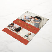 メリークリスマスフォイルスクリプト3コラージュ数々の – 写真 箔シーズンカード (回転した状態)