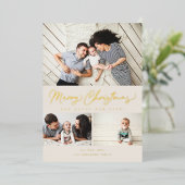 メリークリスマスフォイルスクリプト3コラージュ数々の – 写真 箔シーズンカード (立ち正面)