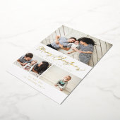 メリークリスマスフォイルスクリプト3コラージュ数々の – 写真 箔シーズンカード (回転した状態)