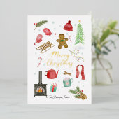 メリークリスマスフォイルホリデーカード 箔シーズンカード (立ち正面)