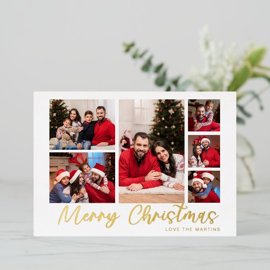 メリークリスマスフォイル6フォトクリスマス 箔招待状 (立ち正面)