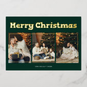 メリークリスマスフォトよくはしゃぐグリーン 箔シーズンカード (正面)
