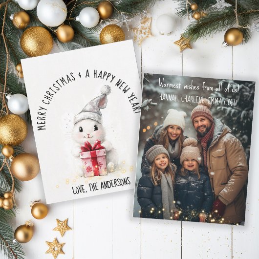 メリークリスマスフォトウィンターラビットクリスマス シーズンカード