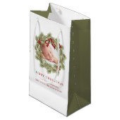 メリークリスマスフォトウォーターカラーグリーンリーリース スモールペーパーバッグ (正面アングル)