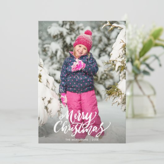 メリークリスマスフォトウォーターカラースノーフレーク シーズンカード (スタンド正面)