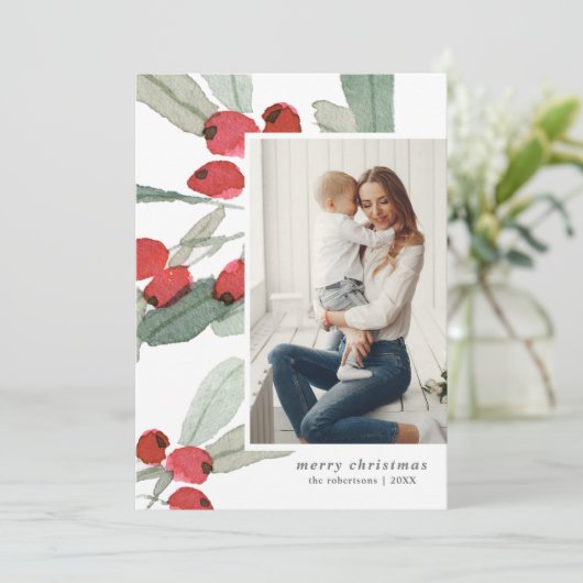 メリークリスマスフォトウォーターカラーベリー シーズンカード (スタンド正面)