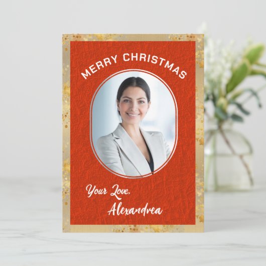 メリークリスマスフォトエレガントクラシックスクリプト カード (スタンド正面)