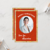 メリークリスマスフォトエレガントクラシックスクリプト カード (正面/裏面インサイチュ)