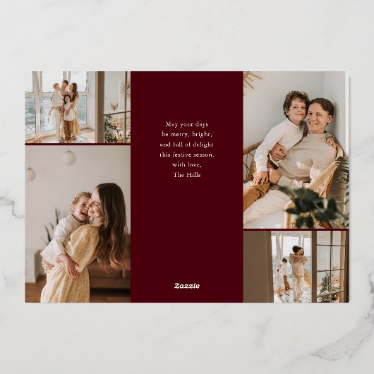 メリークリスマスフォトエレガントレッド 箔シーズンカード (裏面)