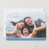 メリークリスマスフォトエレガント書道青 シーズンカード (正面)