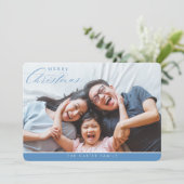 メリークリスマスフォトエレガント書道青 シーズンカード (スタンド正面)
