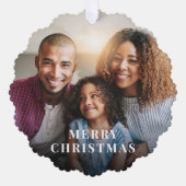 メリークリスマスフォトオーバーレイホリデー オーナメントカード (正面)