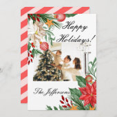 メリークリスマスフォトカスタムグリーティングカード セーブザデート (正面/裏面)