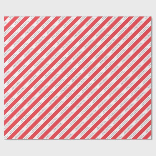 メリークリスマスフォトカスタム文字レッドキャンディーケーン ラッピングペーパー (フラット)