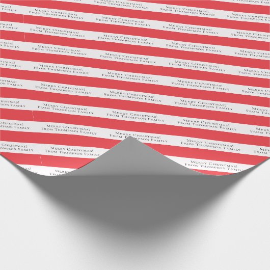 メリークリスマスフォトカスタム文字レッドキャンディーケーン ラッピングペーパー (角)