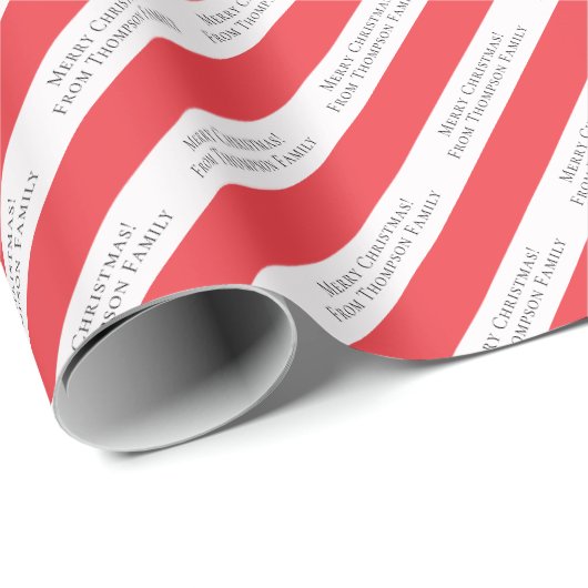 メリークリスマスフォトカスタム文字レッドキャンディーケーン ラッピングペーパー (ロールコーナー)