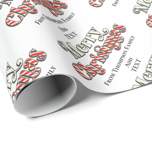 メリークリスマスフォトカスタム文字レッドキャンディーケーンW ラッピングペーパー (ロールコーナー)