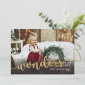 メリークリスマスフォトカードゴールドフォイルクリスマスca 招待状 (スタンド正面)