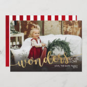 メリークリスマスフォトカードゴールドフォイルクリスマスca 招待状 (正面/裏面)