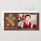 メリークリスマスフォトカードジンジャーブレッドマン シーズンカード (正面/裏面)