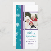 メリークリスマスフォトカードターコイズ雪 シーズンカード (正面/裏面)
