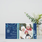 メリークリスマスフォトカードブルースノーフレーク シーズンカード (スタンド正面)