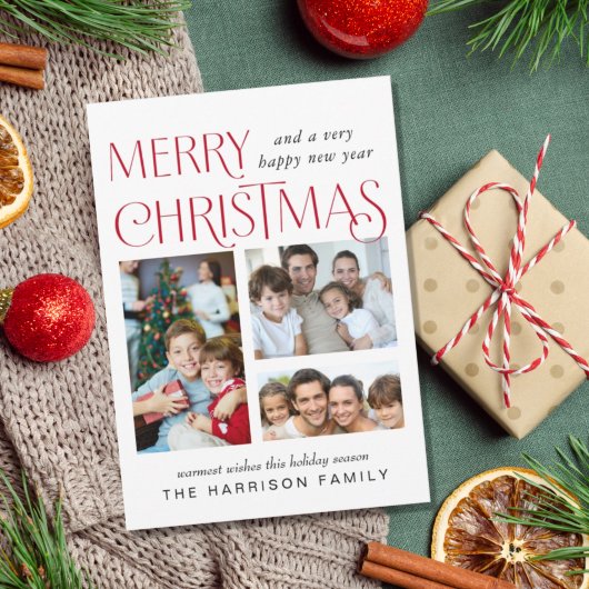 メリークリスマスフォトカード3枚写真コラージュ